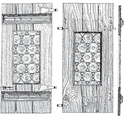 Bild 3: Holzläden, teilweise mit Glaseinsätzen aus kleinformatigen Butzenscheiben, zählten zu den frühen Fensterverschlüssen. - © Foto: Propstei Johannesberg

