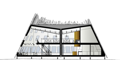 Ein Schnitt durch das Gebäude