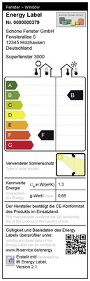 Muster Energy-Label Fenster