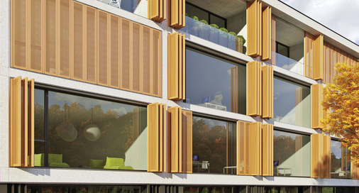 Gerade an modernen Fassaden fügen sich die Falt- und Schiebeläden perfekt in die Optik der Gebäude ein.