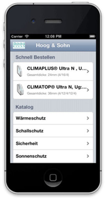 Via App können Verarbeiter bei Hoog & Sohn direkt von der Baustelle Isoliergläser anfragen und ordern.