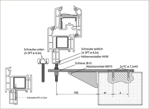 Die Fenster sollten 100 mm vor das Hintermauerwerk und damit unmittelbar in die Dämm­ebene des zweischaligen KlinkerMauerwerks montiert werden.