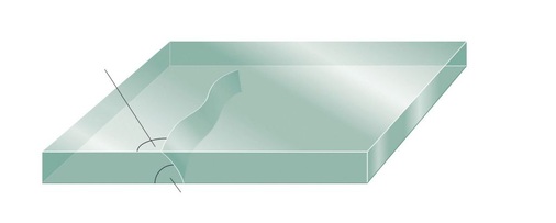 Mechanische Brüche erkennt man aufgrund der unterschiedlichen Winkel. Die Bruch­kante verläuft immer entlang der schwächsten Struktur.