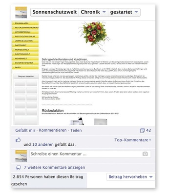 2654 Abrufe und das hohe Teilungspotenzial auf Facebook zeigen das ­Interesse am Thema Onlinehandel. - © Screenshot Internet
