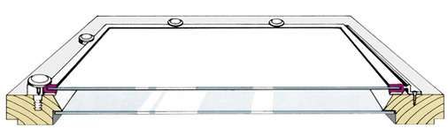 <p>
Das Duplo-System besteht aus zwei Kunststoff-Profilen, die eine Float- oder auch Ornamentglasscheibe einfassen und am Rahmen befestigt werden.
</p>