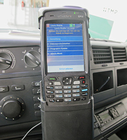 
Alle Lieferdaten werden auf das mobile Handheldgerät im Fahrzeug gespielt.
