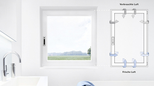 
Energieeffizientes und gesundes Raumlüften erlaubt der Parallel-Abstell-Dreh-Beschlag von Winkhaus. Mit ihm lassen sich Fenster rundum um einen Spalt von bis zu 6 mm öffnen. 
