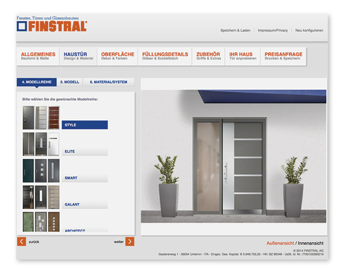 
Der Haustürenkonfigurator von Finstral.
