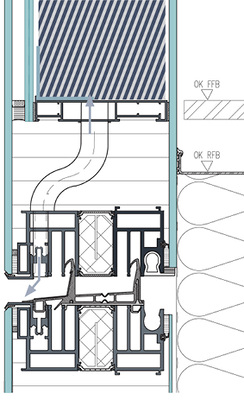 
Eine Belüftung sorgt bei jedem Fassadenelement autark für den nötigen Druckaustausch und die Temperaturregulierung.
