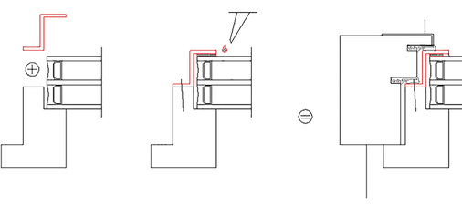 <p>
Bild 2: Prinzip der außenseitige Verklebung, a) Positionierung der Isolierverglasung und des Kunststoffprofils auf dem Flügel, b) Verklebung des Glases, c) Fenstersystem
</p>