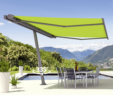 



Markisenschirm nennt der Hersteller aus Emsdetten sein Produkt, das wie ein Planet dem Kreis der Sonne folgt und in der flex-Version bis zu 335 Grad drehbar sein soll.
