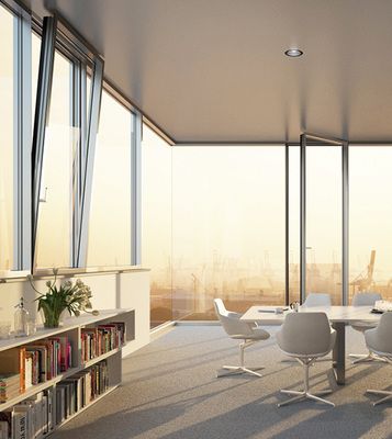 
Schüco FWS 60 CV: neue, filigrane Fensterband-Generation mit optimalem Schall- und Wärmeschutz.

