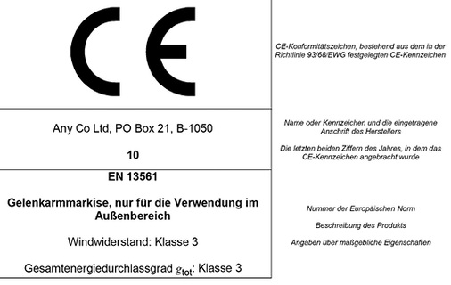 



So oder so ähnlich sollte das neue CE-Zeichen aussehen, wenn es den neuen Vorgaben der ab spätestens Herbst 2016 anzuwendenden DIN EN 13561 entsprechen soll.
