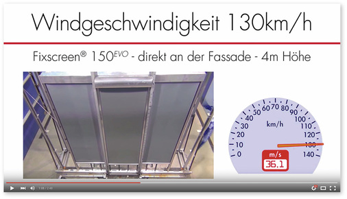 
Diverse Windkanaltests der Herstellerindustrie haben die hohe Windbeständigkeit der ZIP-Systeme bis zu 40 m/s nachgewiesen, die damit deutlich über den Windverträglichkeiten von Raffstoresystemen von max. 25 m/s liegen.



