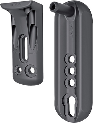 
JB-D/L für die schnelle und sichere Befestigung an der Leibungskante. Rechts die JB-D/L-P Platte für Fenster, die bündig mit der äußeren Kante befestigt werden, links der JB-D/L-A Winkel. Er wird bei Fenstern, die über die Leibungskante hinausgehen, zusätzlich verwendet.
