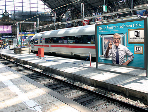 Das Motiv zum Thema Wärmeschutz — hier in der Variante für Handelspartner, Nachunternehmer und Verarbeiter mit zusätzlichem Eindruckfeld für die Abbildung des Logos des Kampagnengebers.