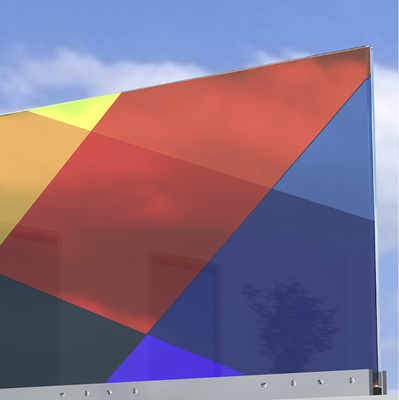 



Glasdesign: Bei diesem Geländer kommen überlappende Laminierfolien zum Einsatz.
