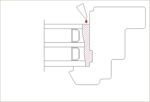



Abbildung 2: Glasversatz und Hohlräume werden mit Klebstoff kraftschlüssig gefüllt.
