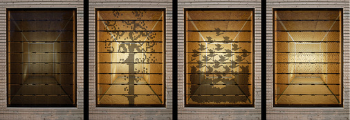 
Hier im Bild schaltbare Verglasungen auf Flüssigkristallbasis in unterschiedlichen Schaltzuständen, die unter der Leitung von Dr.-Ing. W. Haase am ILEK entwickelt wurden. Das Glas ermöglicht die Regelung des Licht- und Energiedurchgangs und kann Grafiken sowie Texte darstellen. 



