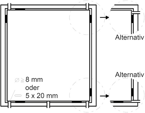 
Die Grundrisszeichnung stellt die Anordnung der Öffnungen für den Dampfdruckausgleich dar.
