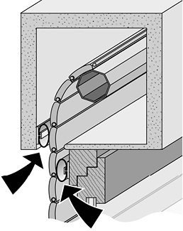 
Der Einlassschlitz in den Rollladenkasten gehört in der Praxis zu den am wenigsten beachteten Möglichkeiten, um die Luftdichtigkeit des Rollladens zu verbessern. Ob Bürsten- oder Gummidichtung, beides optimiert den R
sh
-Wert. 




