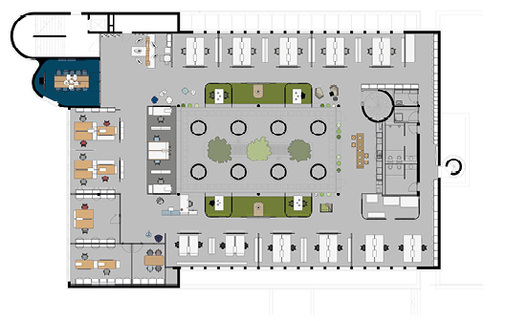 <p>
Der Grundriss zeigt das „Ideenreich“ im EG mit Atrium und den neuen Büroflächen.
</p>