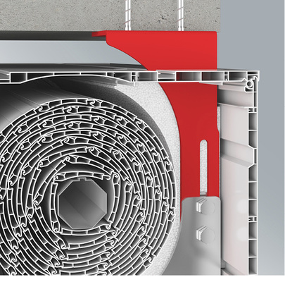 
Mit dem je nach Deckensturz ausgewähltem Dübel- und Unterlegmaterial stellt die sichere Kraftableitung um den Rollladenkasten herum kein Problem da. 



