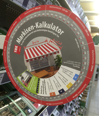 
Markisen-Kalkulatoren, die in Baumärkten als Hilfsmittel angeboten werden, schaffen eine trügerische Sicherheit.
