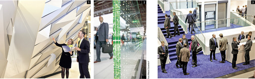 
1 Gebäudefassaden aus Aluminium nehmen auf der BAU einen wichtigen Stellenwert ein. 



2 Licht im Glas ist einer der ganz großen Flachglastrends und war schon auf der glasstec ein großes Thema. 



3 Brüstungen aus Glas sind ein anhaltender Trend und bieten ein interessantes Arbeitsfeld für Fassaden- und Glasbauer. 
