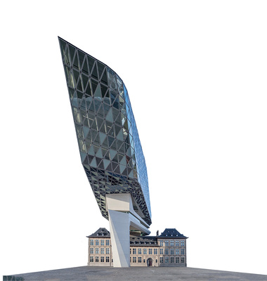 
Der Neubau erinnert an einen riesigen Edelstein passend zu Antwerpen als „Stadt der Diamanten“. 
