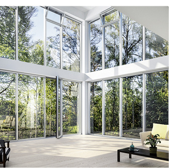 
Im schmalen System Schüco FWS 60 CV können verdeckt liegende Dreh-Kipp-Fenster integriert werden.
