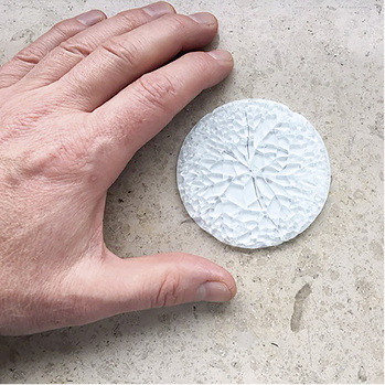 



Die kleine Modellscheibe belegt das gute Bruchbild von Teutemacher-ESG aus dem Keraglass-Ofen.
