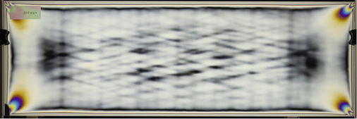 <p>
02: Beispiel einer 15 mm dicken ESG-Scheibe im Offline-Polariskop
</p>