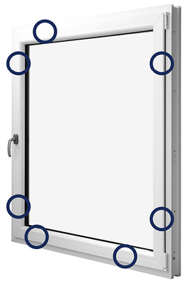<p>
</p>

<p>
Das Bild zeigt an, wo sich beim Fenster mit Widerstandsklasse RC 2 die Verriegelungspunkte befinden.
</p> - © Fotos: Helmut Meeth GmbH & Co. KG


