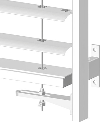 
Seitenführungen, die aus einer Kombination von Schienen- und Seilführungen bestehen, können wesentlich höhere Windgeschwindigkeiten aufnehmen.



