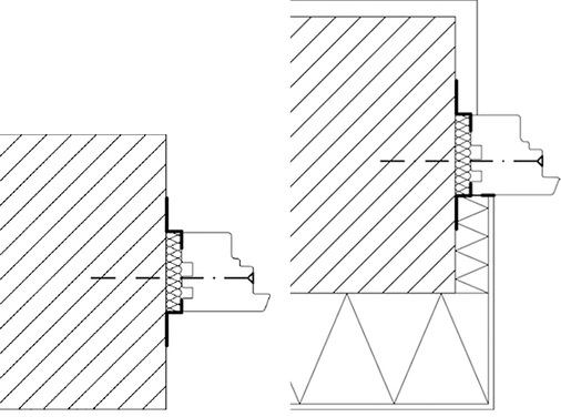 <p>
</p>

<p>
Ganz links, der in der ÖNORM definierte Standard-Fensteranschluss. Daneben ein Beispiel eines objektspezifischen Fensteranschlusses.
</p> - © Grafik: Holzforschung Austria

