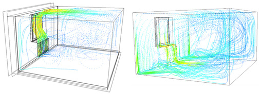 <p>
</p>

<p>
Strömungsverhältnisse in Räumen: links mit Radiator am Fenster, rechts mit Fußbodenheizung
</p> - © Foto: Heinz Ferk

