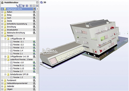 <p>
</p>

<p>
A0-Demohaus mit dem Solibri Model Viewer dargestellt, in der Baumstruktur sind die strukturierten Informationen abgebildet.
</p> - © Foto: Hochstaffl

