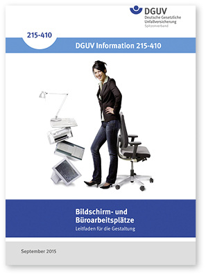 <p>
</p>

<p>
Der Leitfaden bietet praktische Hilfen fur die Gestaltung der Arbeit an Bildschirm- und Büroarbeitsplätzen in Form einer DGUV Information.
</p> - © Foto: DGUV

