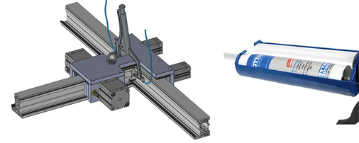 
Für die manuelle Verarbeitung und Kreuzverbindungen wurde ein Handgerät zum Spannen und Klebstoffeinspritzen entwickelt.



