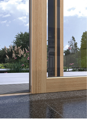 



Der Eco Pass Sky axxent ermöglicht die Realisierung von Hebe-Schiebe-Elementen aus Holz-Aluminium mit Null-Barriere-Schwelle und ebenem Durchgang nach draußen.
