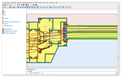 



Der integrierte CAD-Editor und der FEM-Rechenkern machen es dem Softwarenutzer nun möglich, in Kombination mit dem neuen Berechnungsverfahren und der Norm DIN EN ISO 10077-2 ein sehr genaues Rechenergebnis zu erzielen – gerade auch im Bereich der belüfteten Hohlräume.
