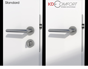 



Der KD-Comfort (rechts) versperrt auch die Tür, ganz ohne Schlüssel und Rosette.
