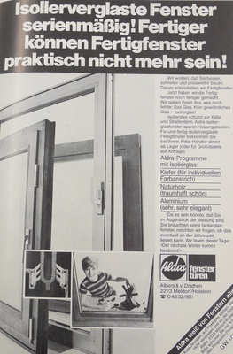 Fensterhersteller Aldra sieht schon früh die Chancen, die Isoliergläser bieten und setzt dies auch für sein Marketing ein. - © GLASWELT Archiv
