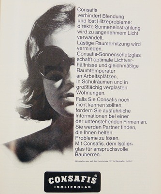 Auch der Sonnenschutz war in den 1970ern ein Isolierglas-Thema, wie hier bei Consafis.