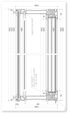 



Ein Schnitt durch ein Fassadenelement der Closed Cavity Fassade (CCF) des Typs Wictec Modul air von Wicona. Elementtiefe < 300 mm 
