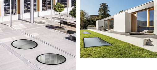 



Die begehbaren, barriefreien Oberlichter sind in unterschiedlichen Formen erhältlich, inklusive Brandschutz-Varianten.
