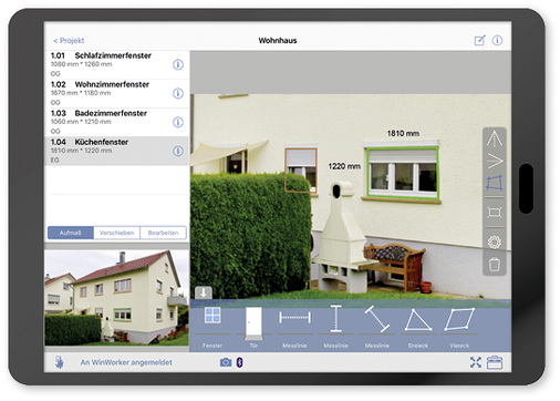 <p>
</p>

<p>
Das WinWorker Fotoaufmaß ermittelt anhand eines Fotos und zweier Referenzlängen die Maße der Bauelemente für ein erstes Angebot.
</p> - © Foto: WinWorker

