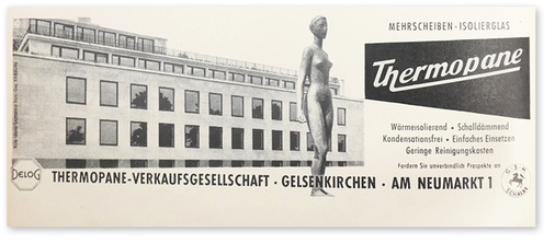 
In der GLASWELT wurde mit dieser Anzeige bereits 1959 für Thermopane-Isolierglas geworben.



