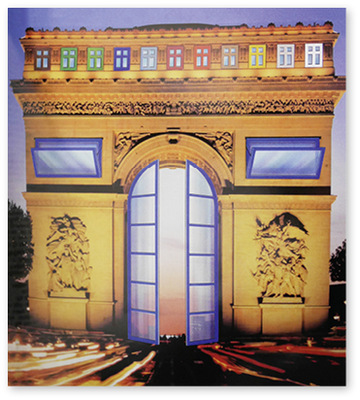 <p>
</p>

<p>
Systemgeber Gealan warb in der 1990er Jahren mit diesem Anzeigenmotiv in der GLASWELT für seine farbigen Profile. Die Fensterfarben des Arc de Triomphe in Pariser sind in Farben gehalten, die den damaligen Zeitgeist anschaulich widerspiegeln.
</p> - © Gealan

